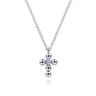 925 Sterling Silver Beaded Diamond Cross Necklace-Bujukan - 0.02 ct