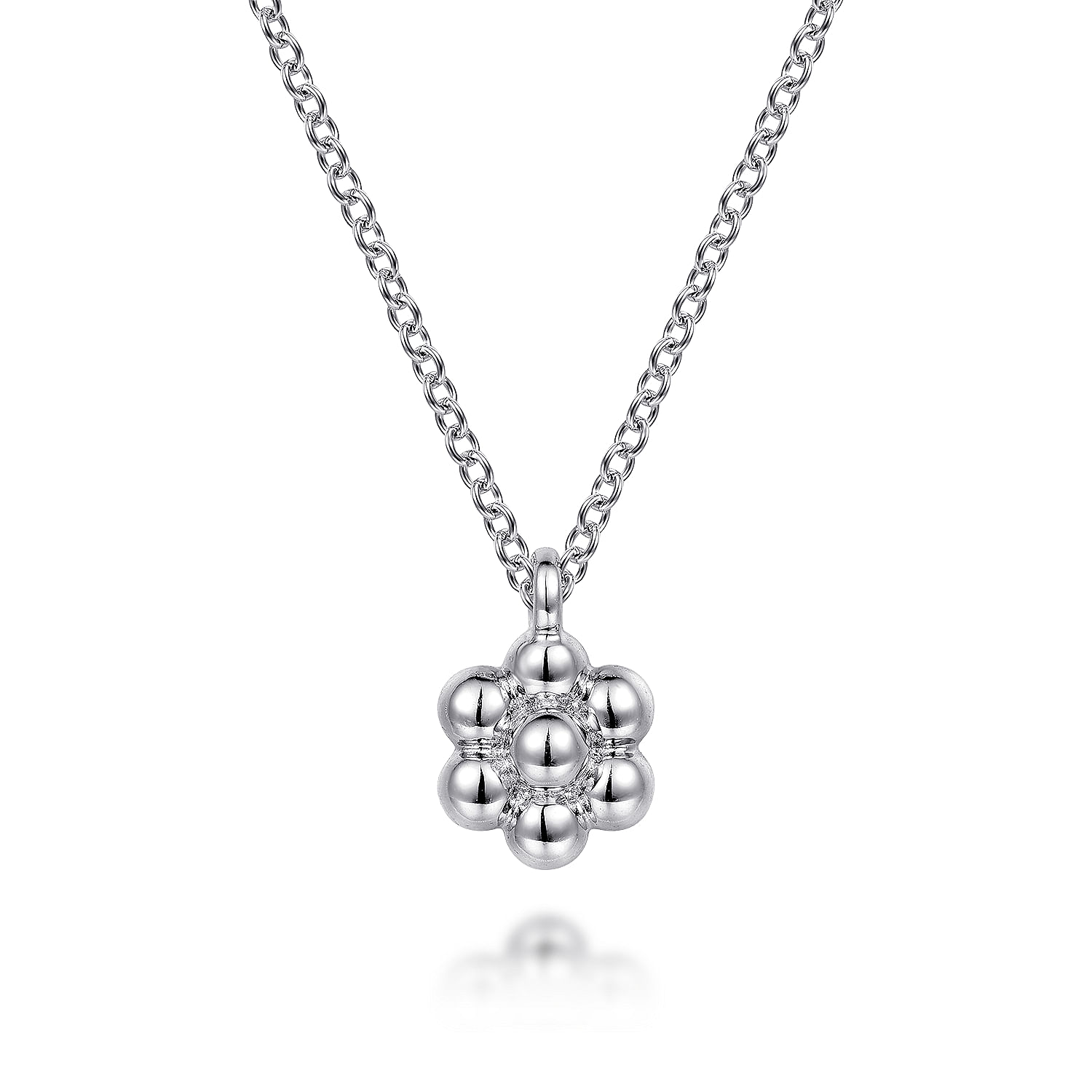 [LLOYD] 韓国☆Silver☆Flower Whitestone Silver Necklace 925 Sterling Silver Beaded Flower Pendant Necklace @ $80