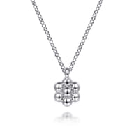 925 Sterling Silver Beaded Flower Pendant Necklace