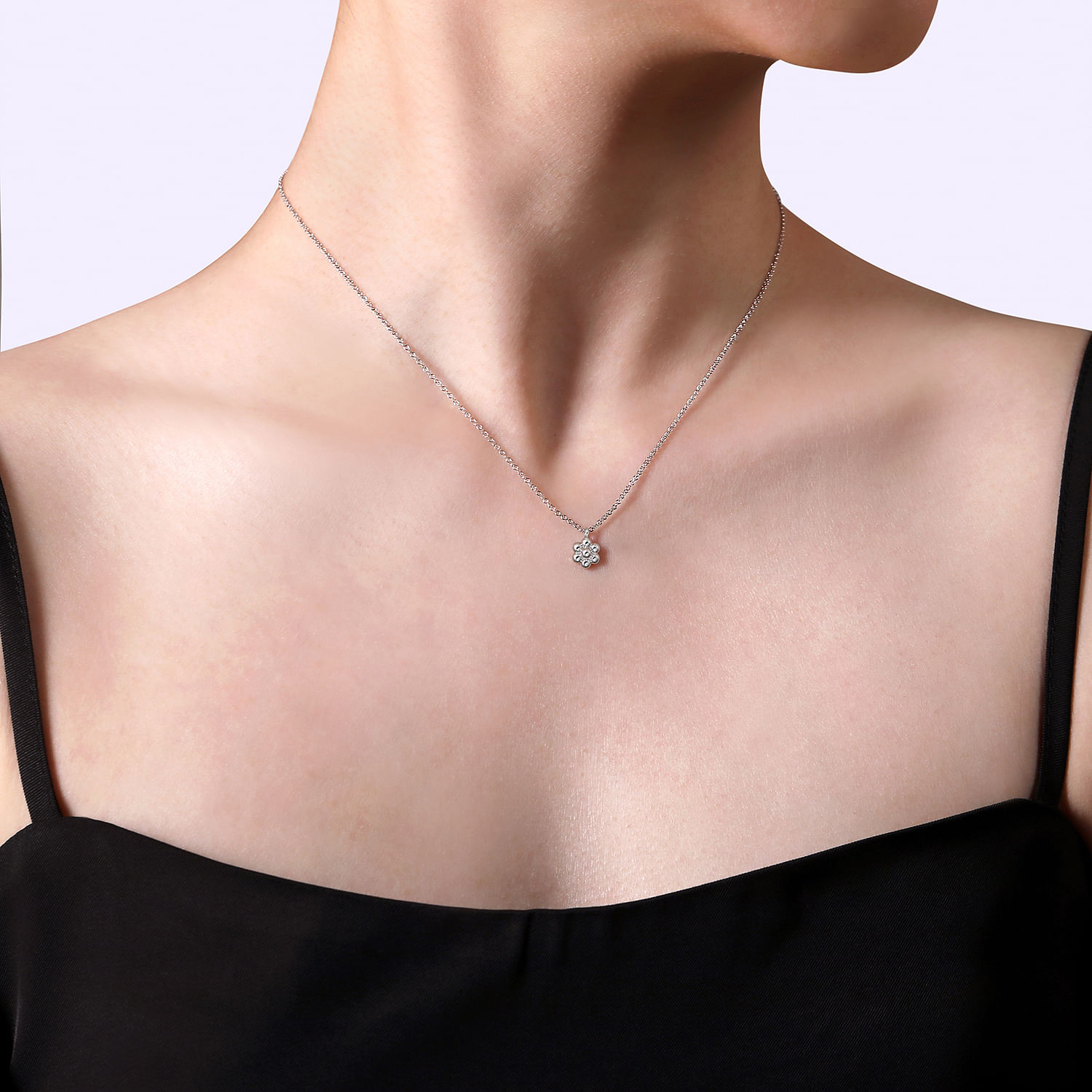 925 Sterling Silver Beaded Flower Pendant Necklace @ $80