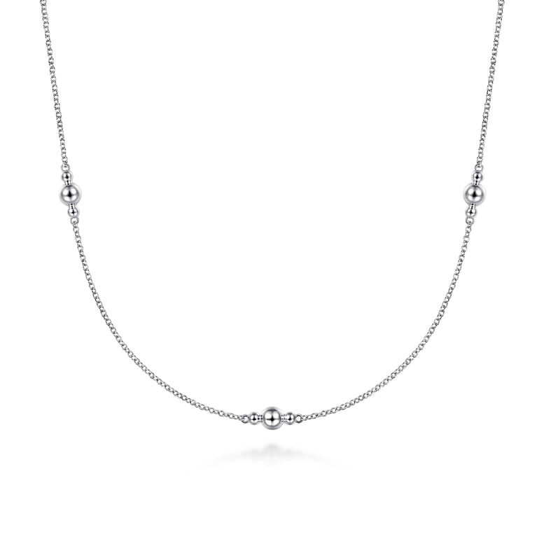 925 Sterling Silver Beaded Necklace - Shot 1