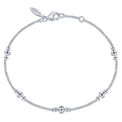 925 Sterling Silver Beaded Station Bracelet