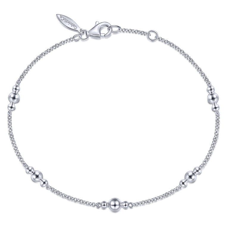 925 Sterling Silver Beaded Station Bracelet - Shot 1