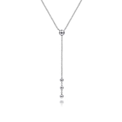 925 Sterling Silver Beaded Y Knots Necklace