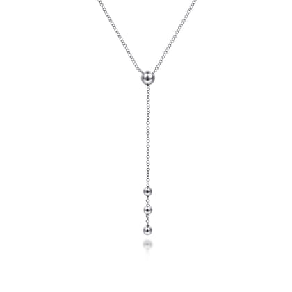 925 Sterling Silver Beaded Y Knots Necklace