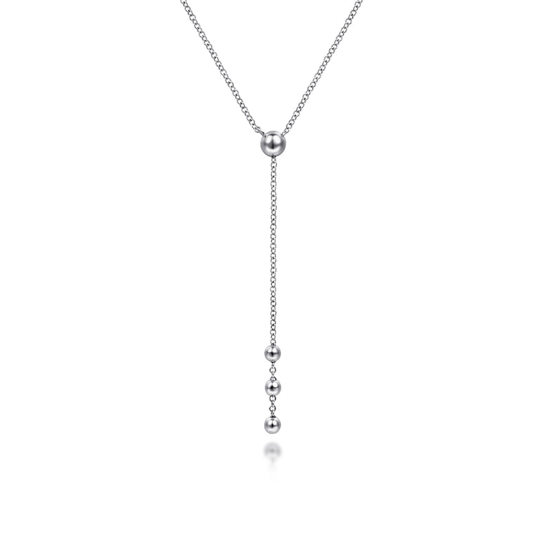 925 Sterling Silver Beaded Y Knots Necklace - Shot 1