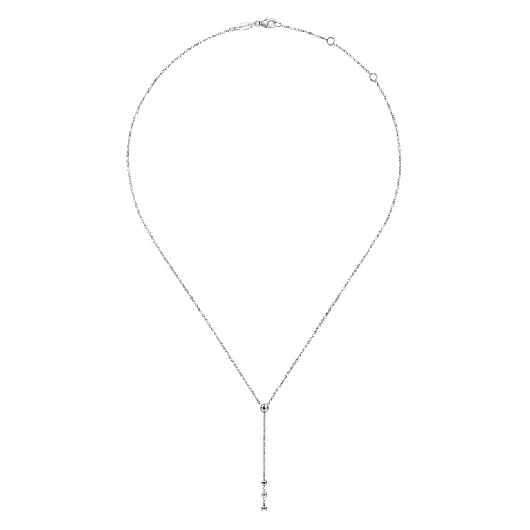 925 Sterling Silver Beaded Y Knots Necklace - Shot 2