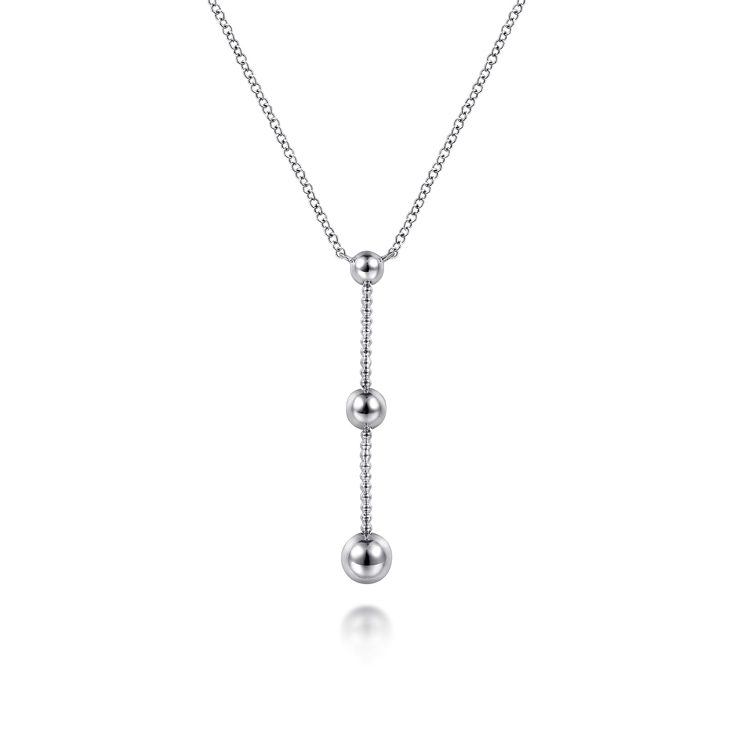 925 Sterling Silver Beaded Y Knots Necklace - Shot 1
