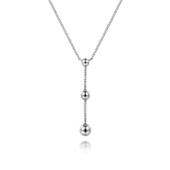 925 Sterling Silver Beaded Y Knots Necklace