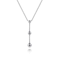 925 Sterling Silver Beaded Y Knots Necklace