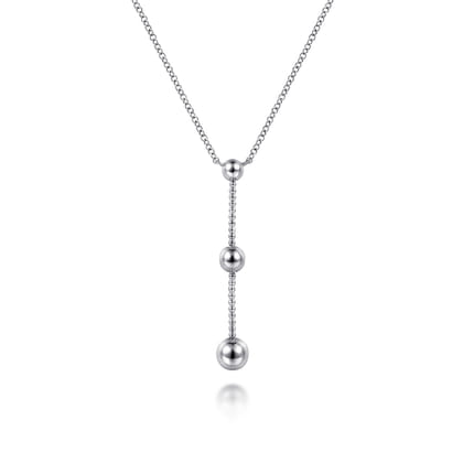 925 Sterling Silver Beaded Y Knots Necklace