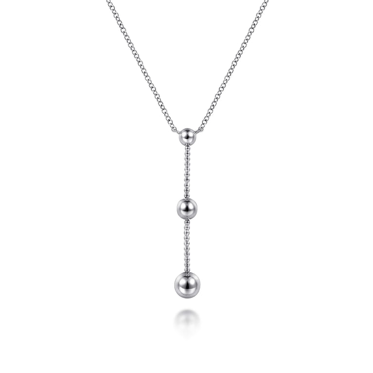 925 Sterling Silver Beaded Y Knots Necklace - Shot 1