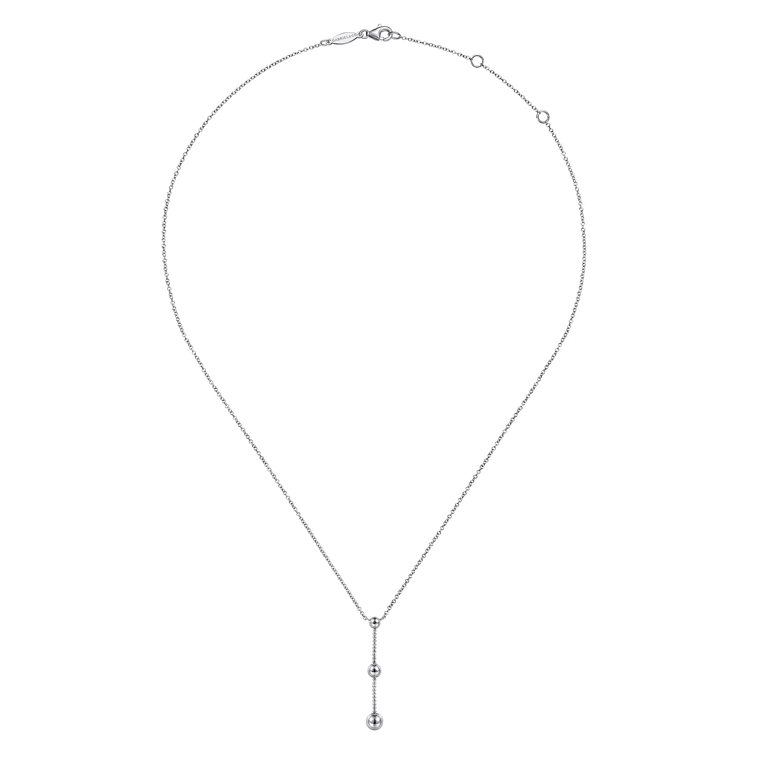925 Sterling Silver Beaded Y Knots Necklace - Shot 2