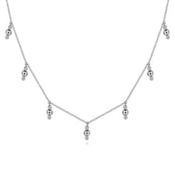 925 Sterling Silver Beads Droplet Necklace