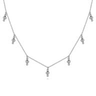 925 Sterling Silver Beads Droplet Necklace