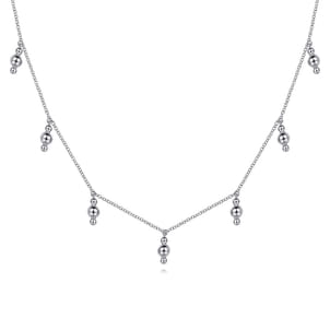 925 Sterling Silver Beads Droplet Necklace