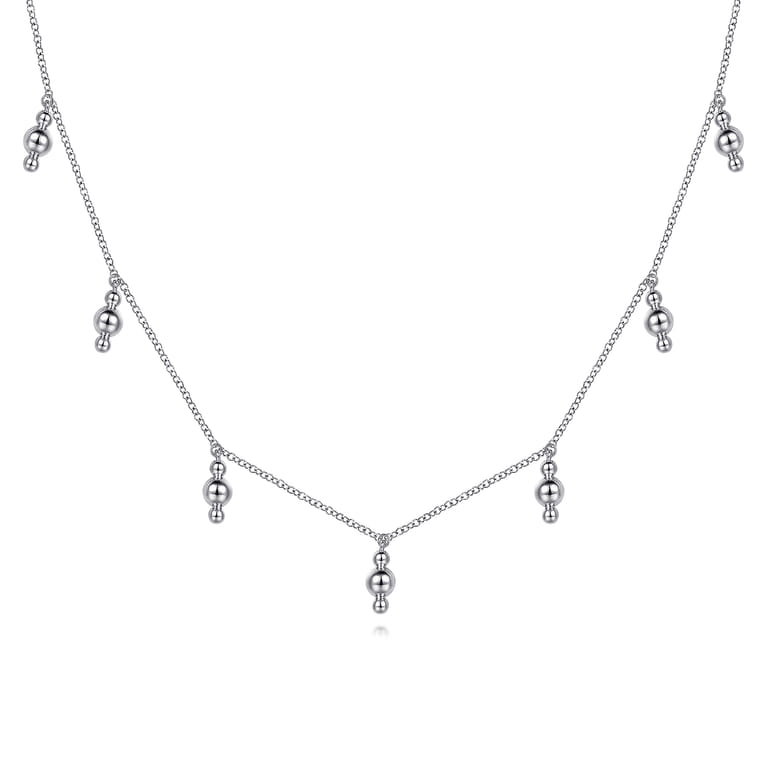 925 Sterling Silver Beads Droplet Necklace - Shot 1