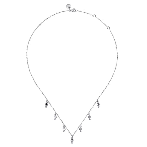 925 Sterling Silver Beads Droplet Necklace - Shot 2