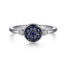 925 Sterling Silver Bezel Set Diamond and Blue Sapphire Cluster Ring - 0.05 ct