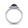925 Sterling Silver Bezel Set Diamond and Blue Sapphire Cluster Ring - 0.05 ct