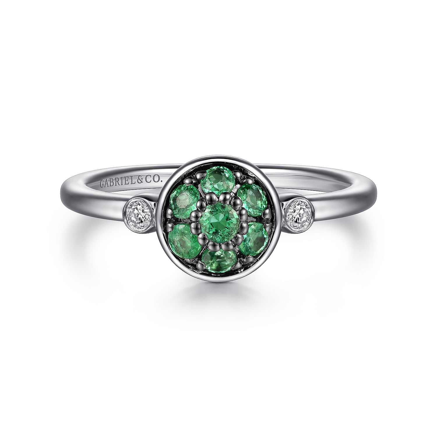 925-Sterling-Silver-Bezel-Set-Diamond-and-Emerald-Cluster-Ring1