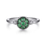 925 Sterling Silver Bezel Set Diamond and Emerald Cluster Ring - 0.05 ct