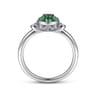 925 Sterling Silver Bezel Set Diamond and Emerald Cluster Ring - 0.05 ct