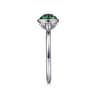 925 Sterling Silver Bezel Set Diamond and Emerald Cluster Ring - 0.05 ct