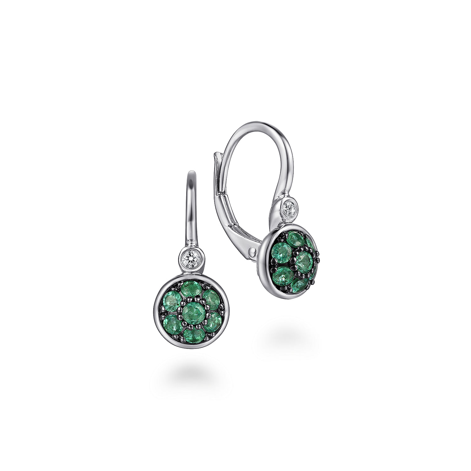 925-Sterling-Silver-Bezel-Set-Diamond-and-Round-Emerald-Cluster-Leverback-Earrings1