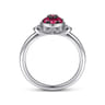 925 Sterling Silver Bezel Set Diamond and Ruby Cluster Ring - 0.05 ct