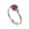 925 Sterling Silver Bezel Set Diamond and Ruby Cluster Ring - 0.05 ct