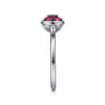 925 Sterling Silver Bezel Set Diamond and Ruby Cluster Ring - 0.05 ct