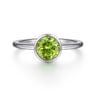925 Sterling Silver Bezel Set Peridot Solitaire Ring
