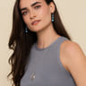 925 Sterling Silver Bezel Set Rock Crystal and Turquoise Graduating Drop Earrings