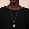 925 Sterling Silver Black Mother of Pear Boublet Bujukan Teardrop Necklace