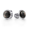 925 Sterling Silver Black Mother of Pearl Round Cufflinks