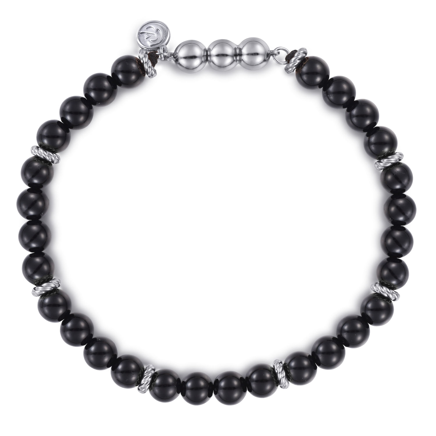 925 Sterling Silver Black Onyx Beaded Bracelet