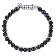 925 Sterling Silver Black Onyx Beaded Bracelet