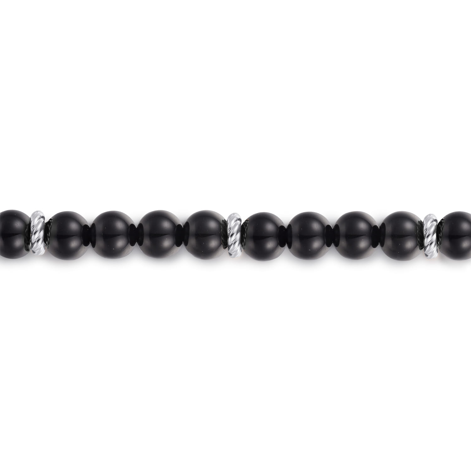 925 Sterling Silver Black Onyx Beaded Bracelet