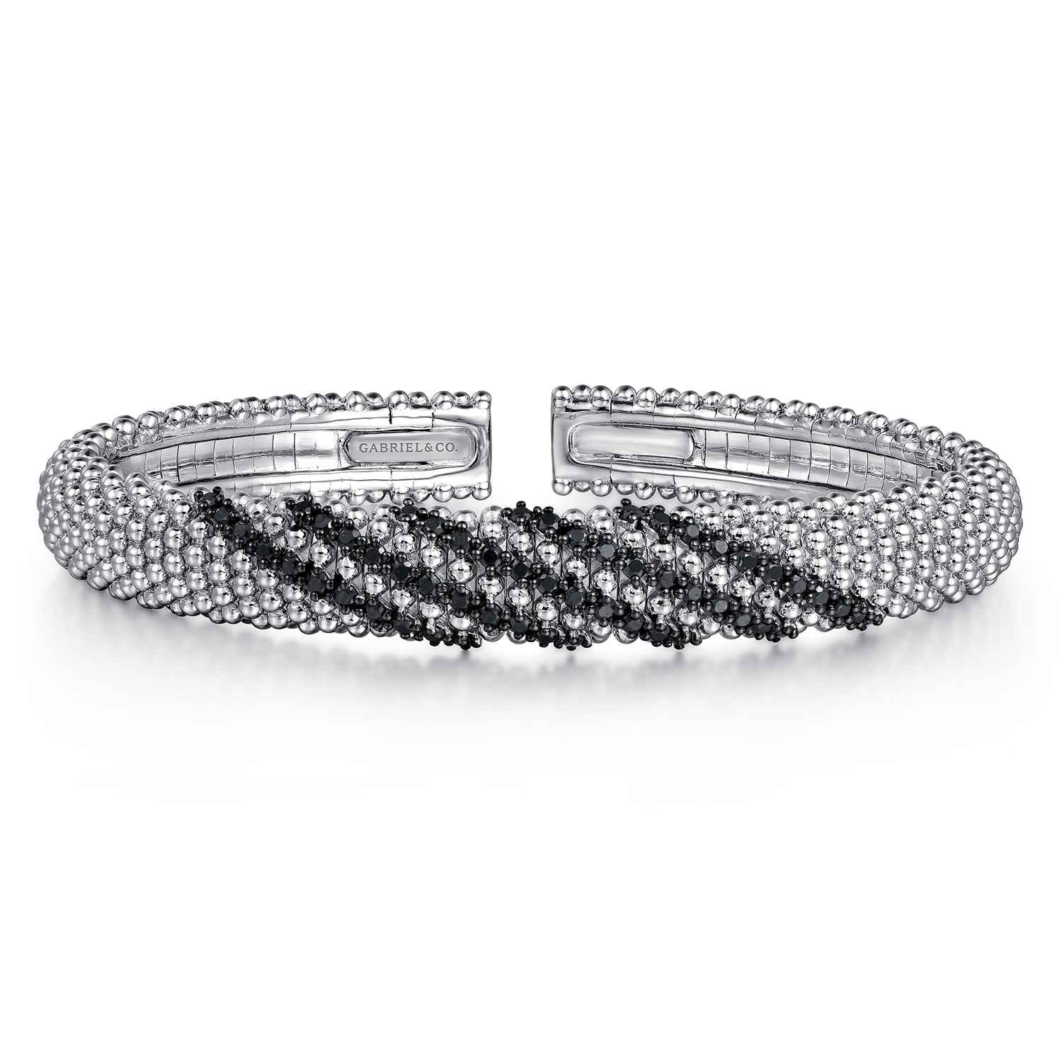 925 Sterling Silver Black Spinel Bangle - Shot 1