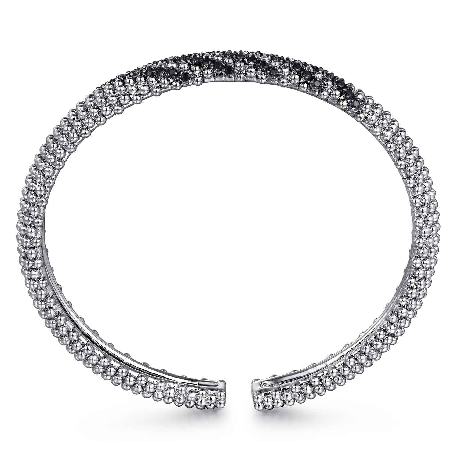 925 Sterling Silver Black Spinel Bangle - Shot 3