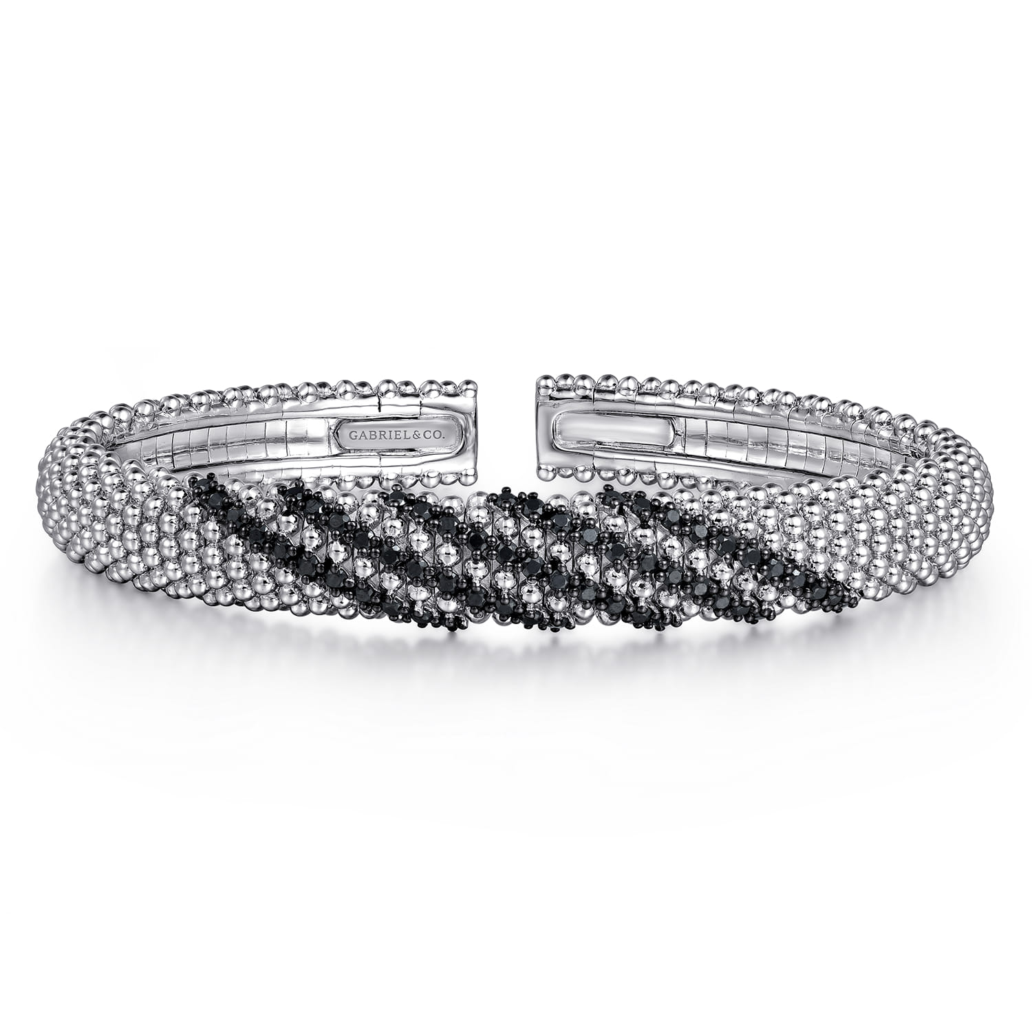 925 Sterling Silver Black Spinel Bangle - Shot 1