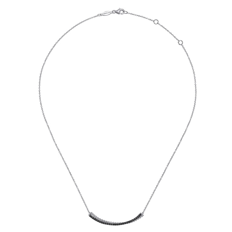925 Sterling Silver Black Spinel Bujukan Bar Necklace - Shot 2