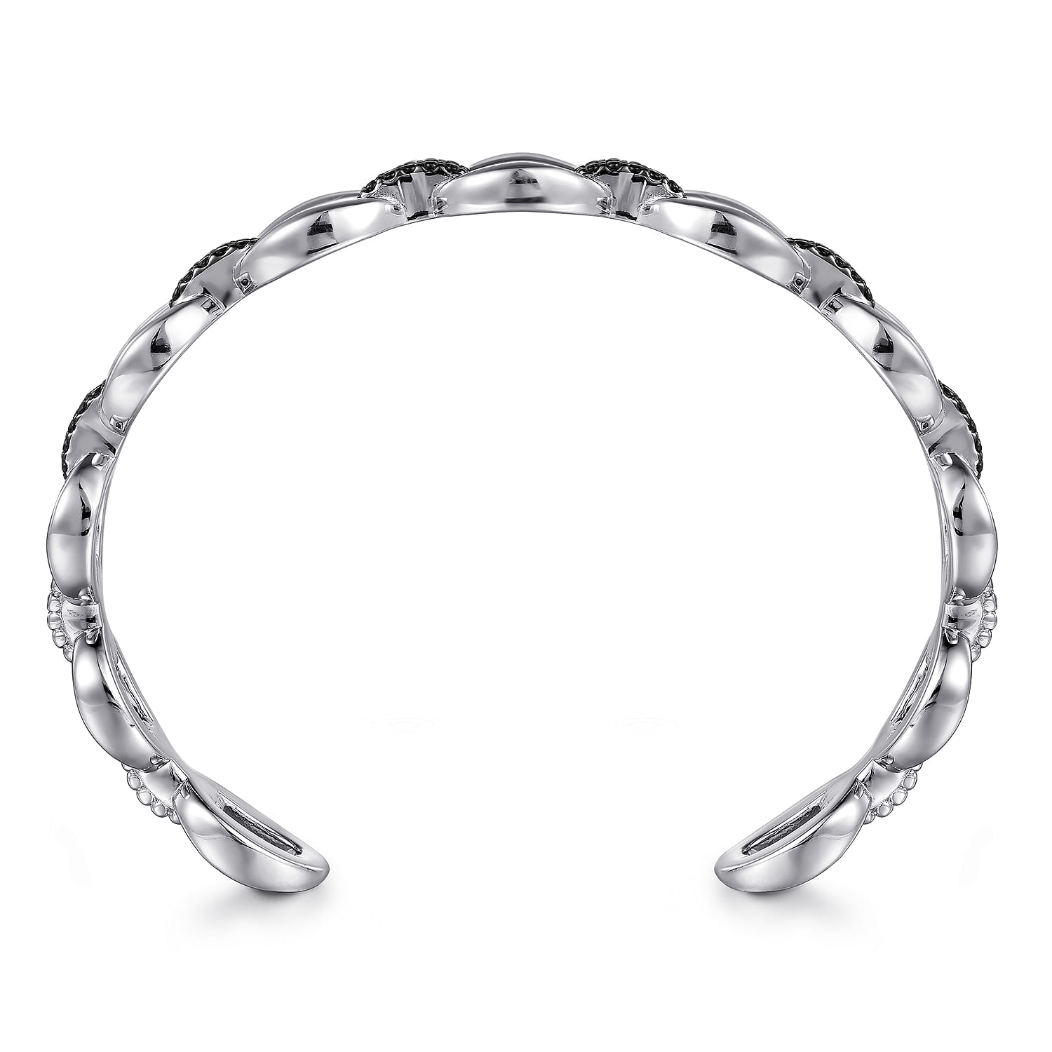 925 Sterling Silver Black Spinel Bujukan Bead Bangle - Shot 3