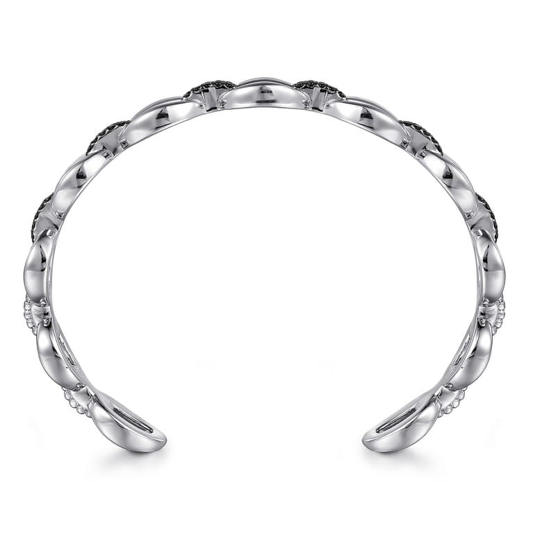 925 Sterling Silver Black Spinel Bujukan Bead Bangle - Shot 3