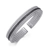 925 Sterling Silver Black Spinel Bujukan Bead Cuff Bracelet