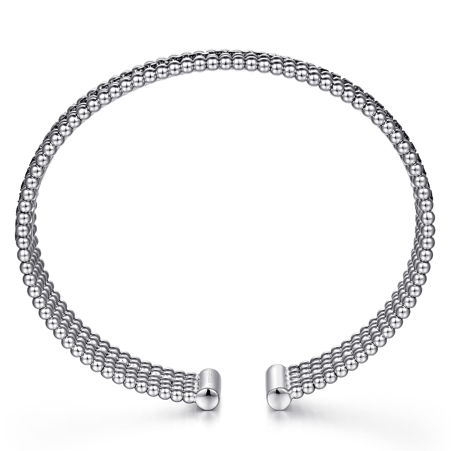 925 Sterling Silver Black Spinel Bujukan Bead Cuff Bracelet - Shot 3