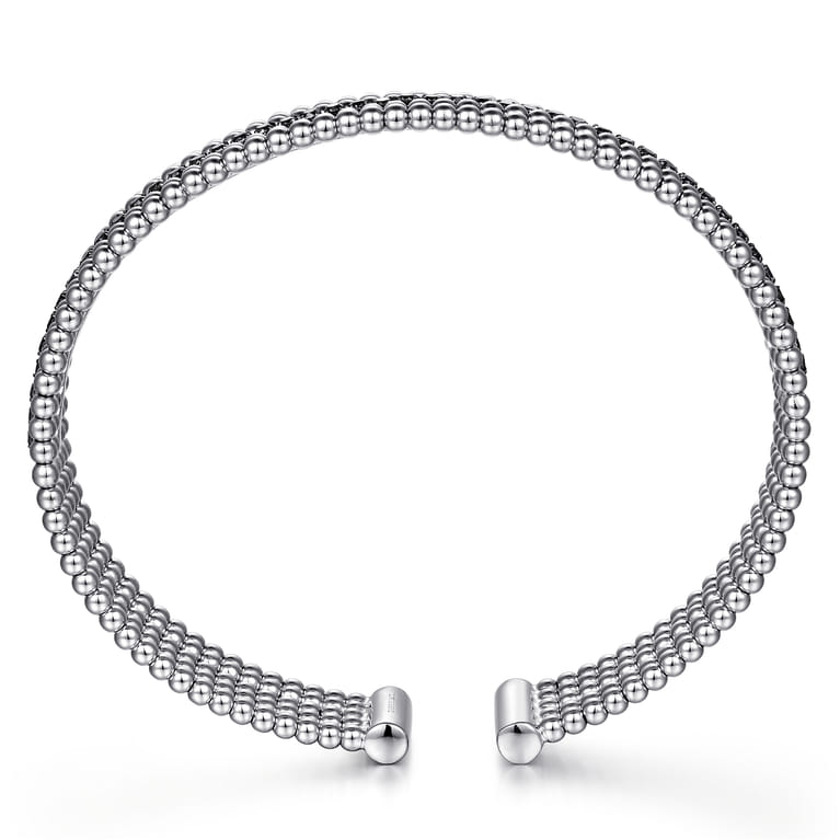 925 Sterling Silver Black Spinel Bujukan Bead Cuff Bracelet - Shot 3