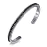 925 Sterling Silver Black Spinel Bujukan Bead Cuff Bracelet