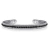 925 Sterling Silver Black Spinel Bujukan Bead Cuff Bracelet